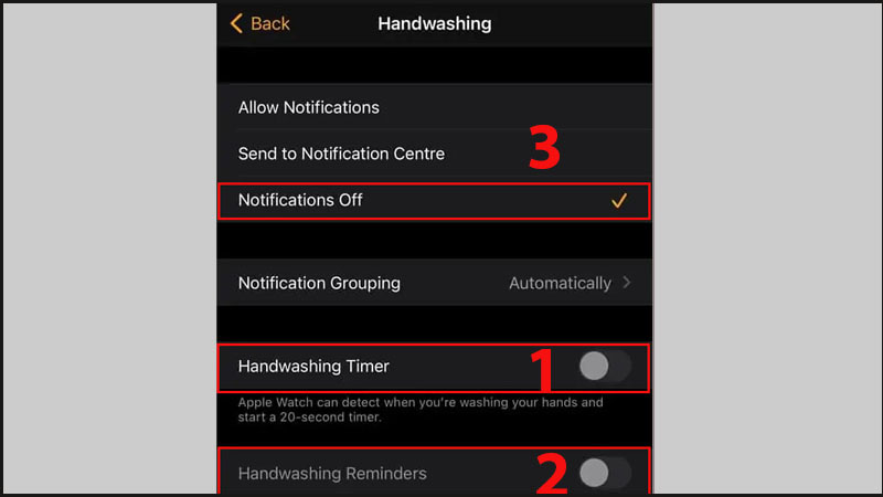 Tắt tính năng rửa tay trên iPhone